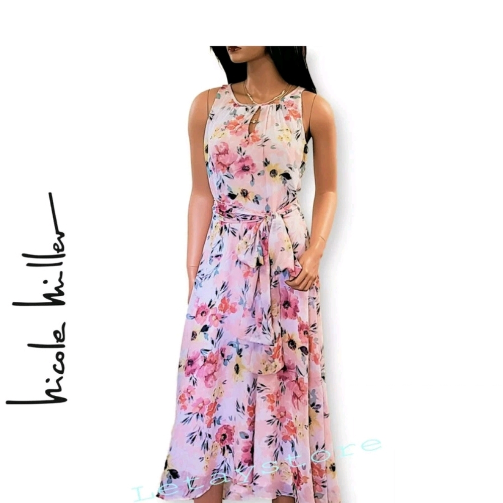 Nicole Miller Pink Floral Maxi Dress